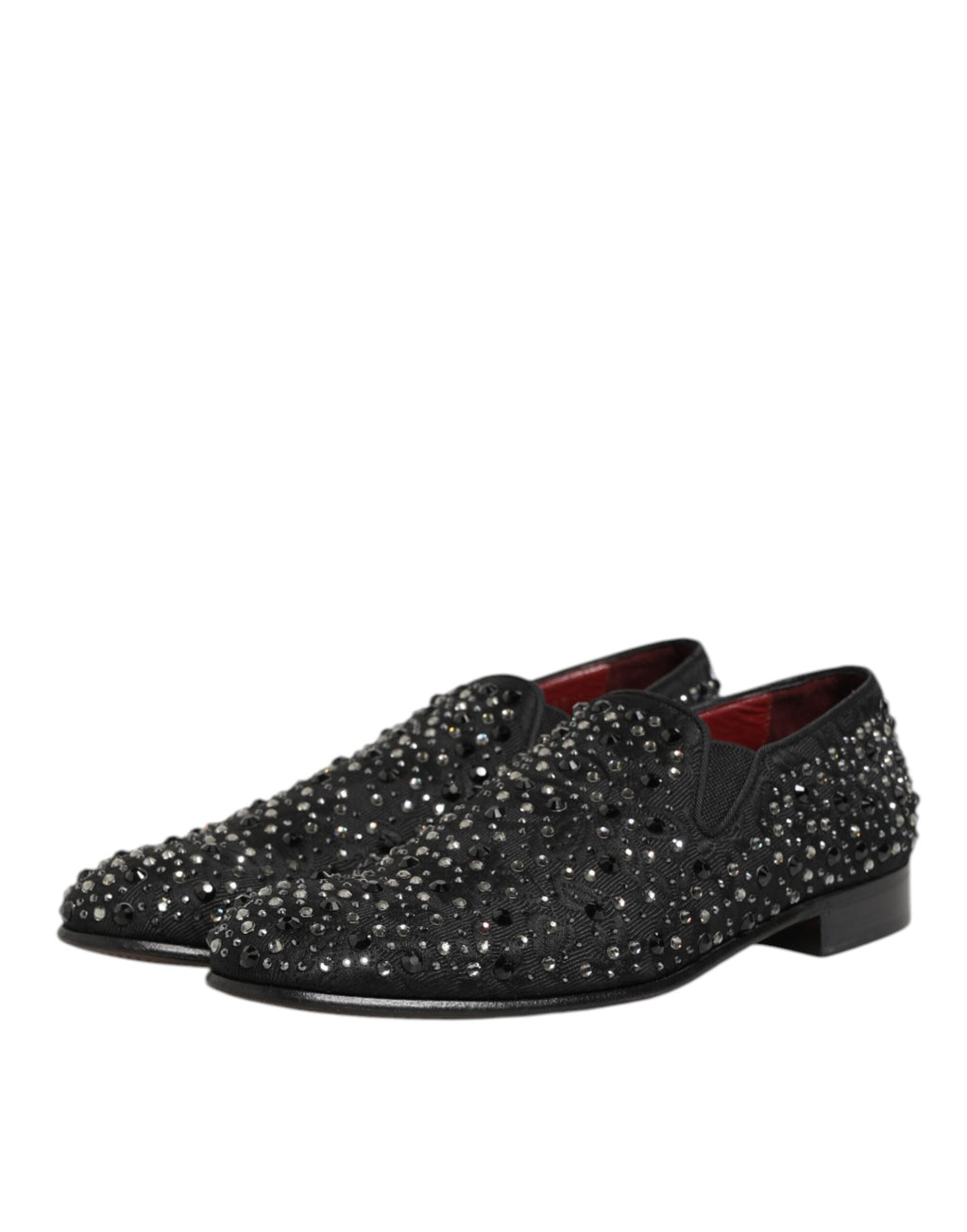 Black Suede Crystal Embellished Loafer Shoes
