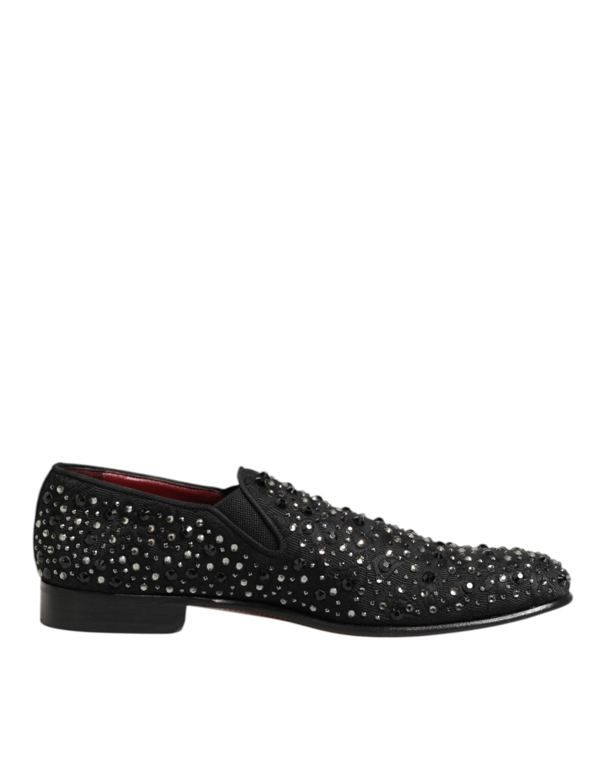 Black Suede Crystal Embellished Loafer Shoes