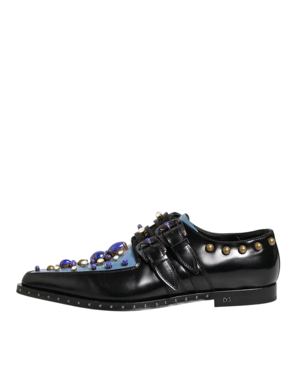 Black Blue Embellished MONKSTRAP Dress Shoes