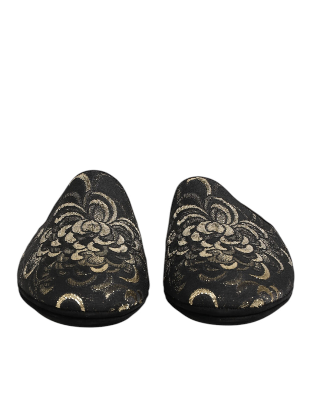 Black Floral Jacquard Slides Slippers Shoes