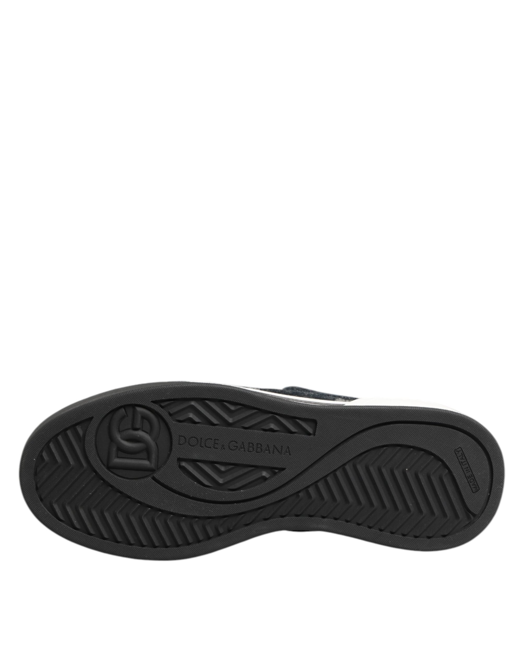 Blue Cotton Denim Logo Low Top Sneakers Shoes