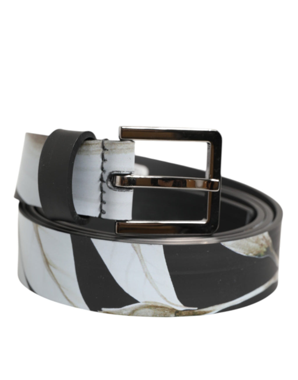 Multicolor PVC Floral Silver Buckle Men Belt