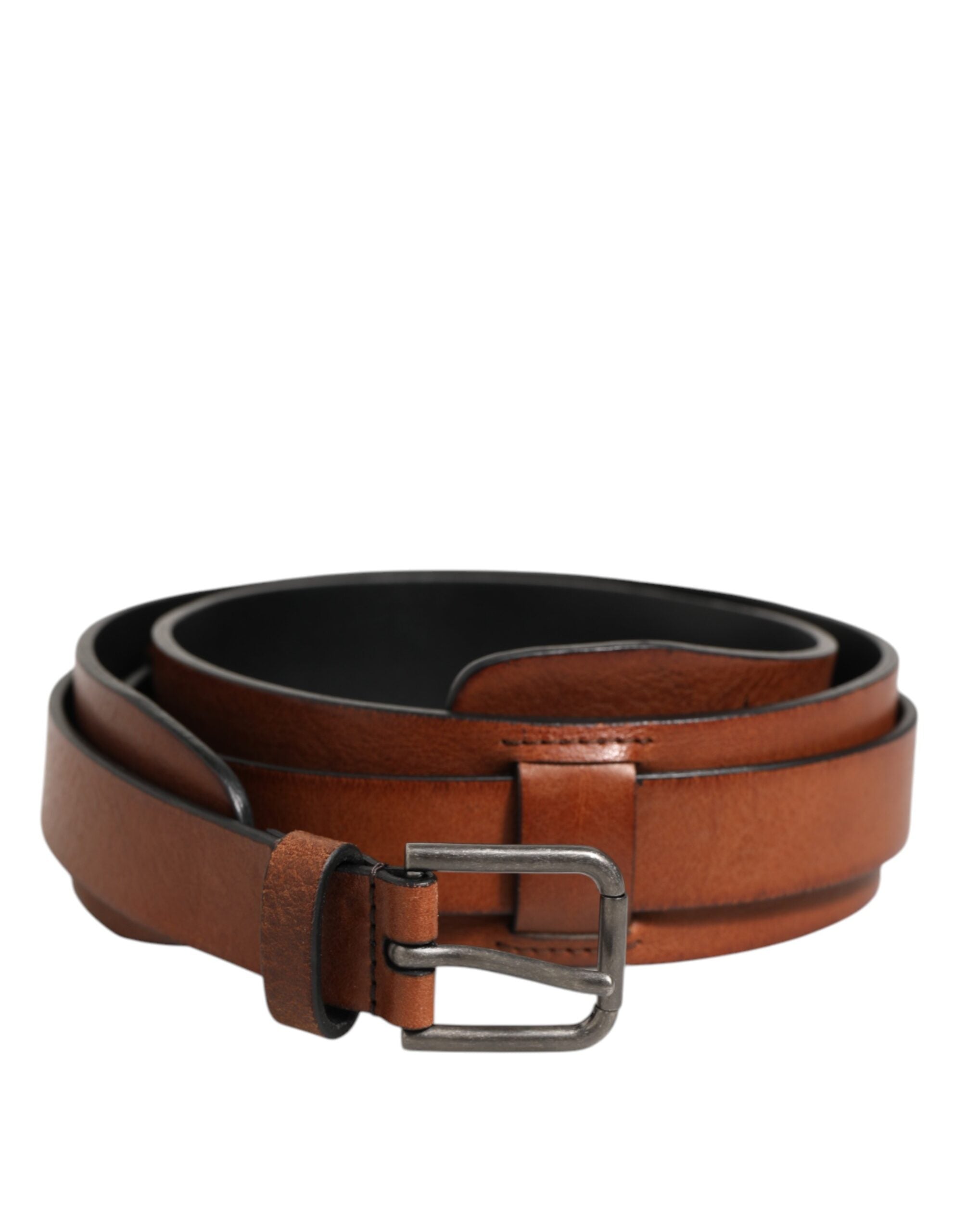 Brown Classic Gold Metal Logo Buckle Men  Belt