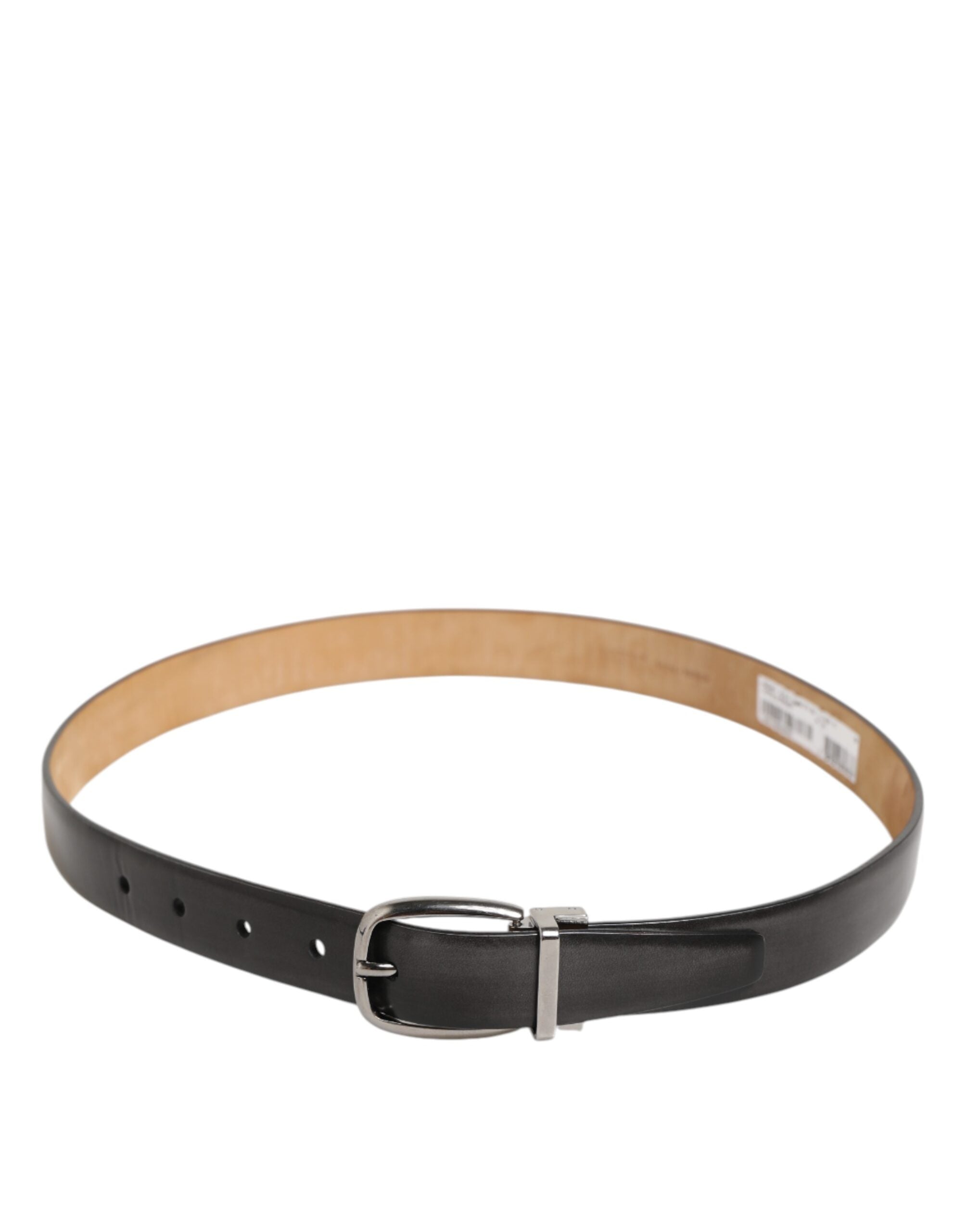 Black Classic Leather Silver-Tone Buckle Belt