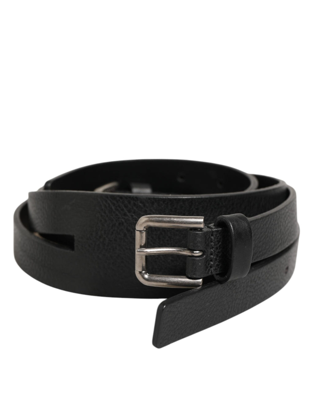 Black Double Strap Leather Gold Buckle Belt