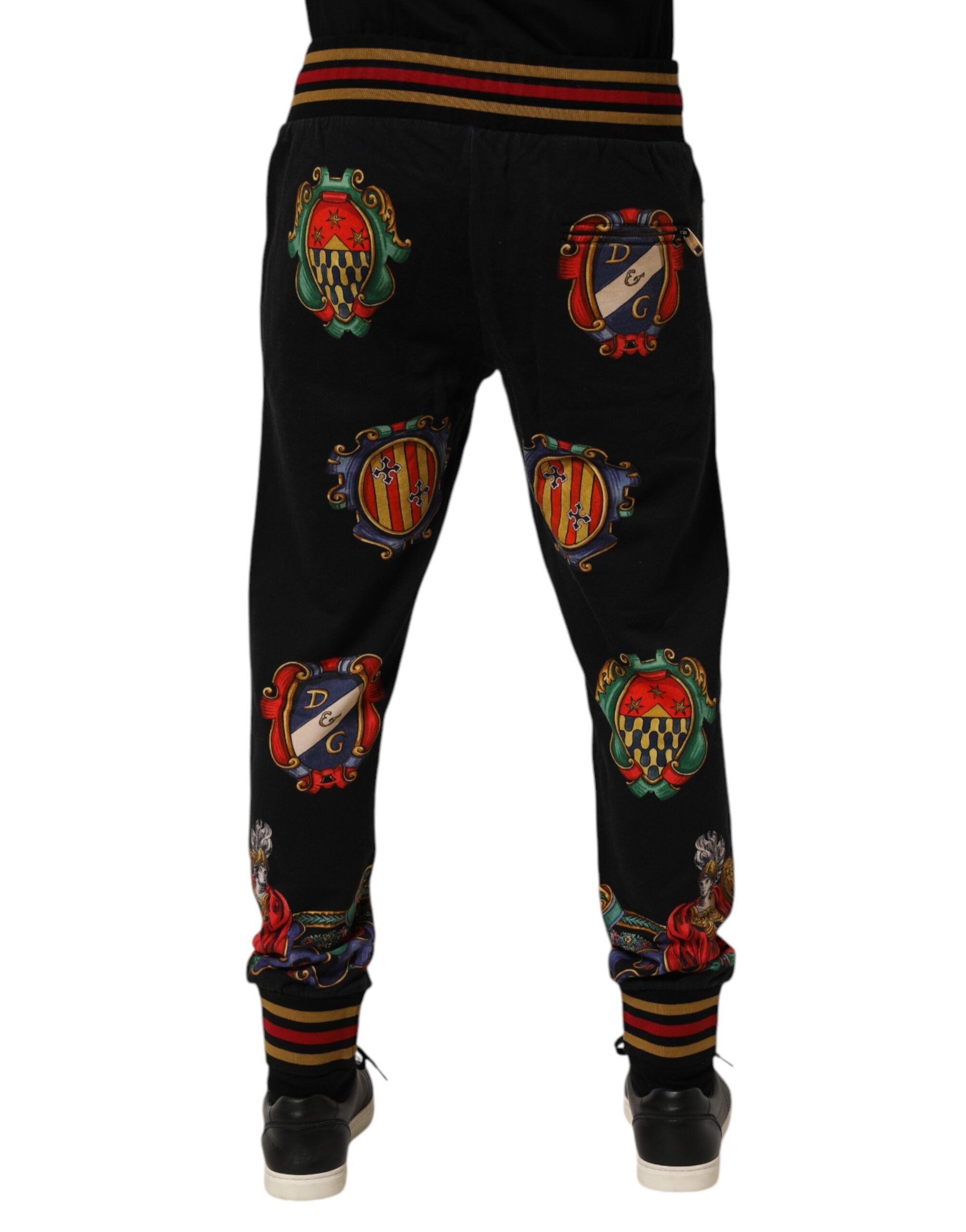 Black Baroque Crest Logo Men Trackpants Pants