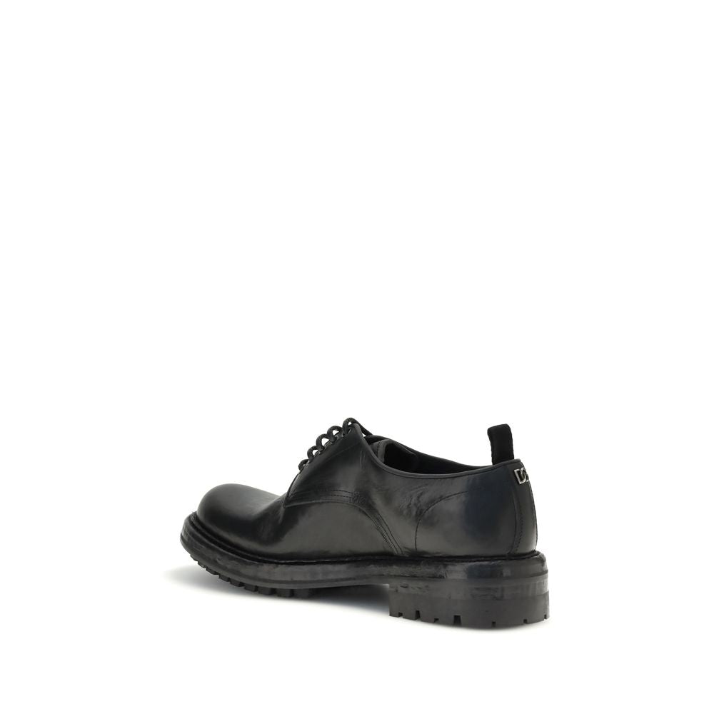 Dolce & Gabbana Black Calf Leather Bos Taurus Oxfords And Derbies