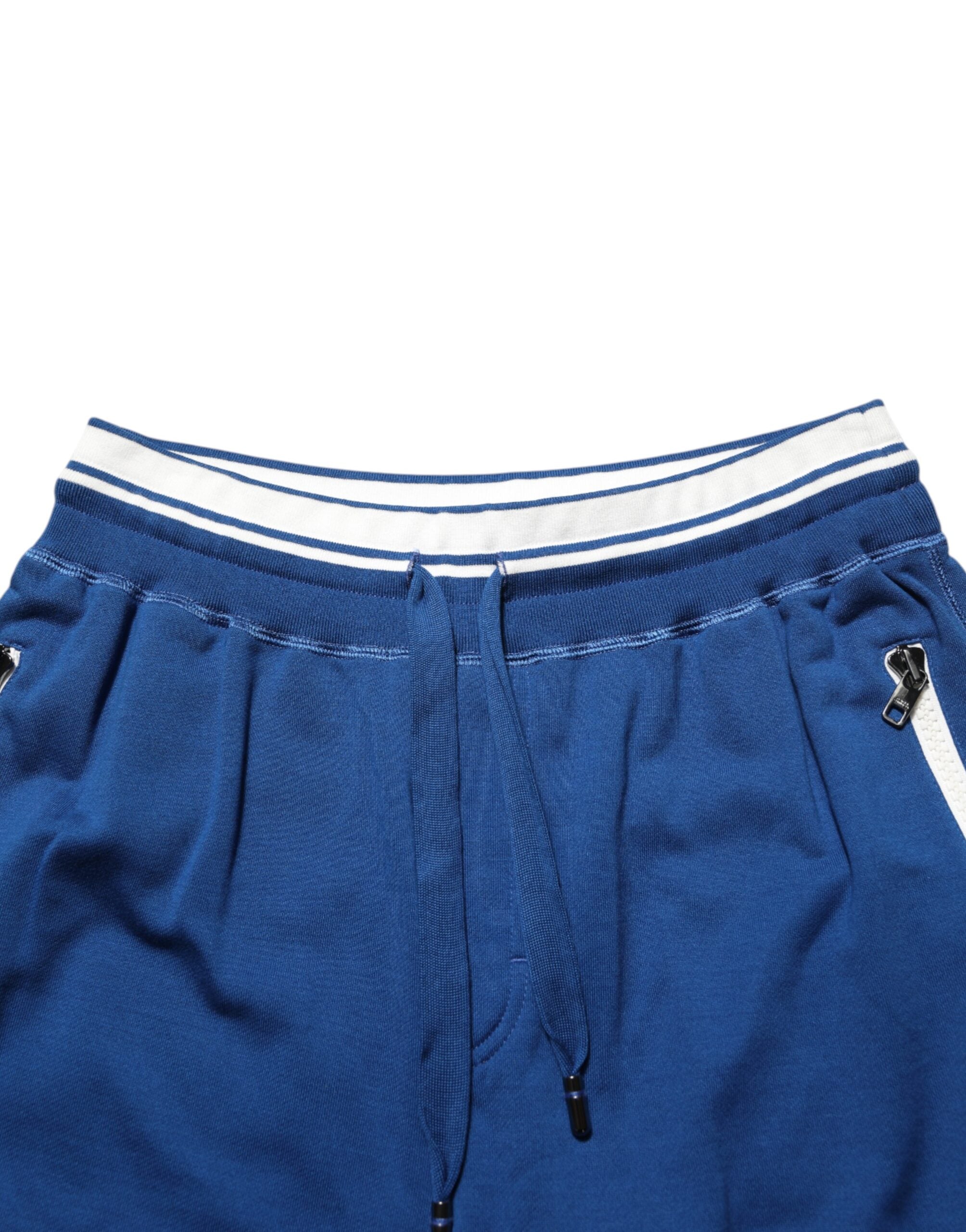 Blue Cotton Blend Bermuda Sweatpants Shorts