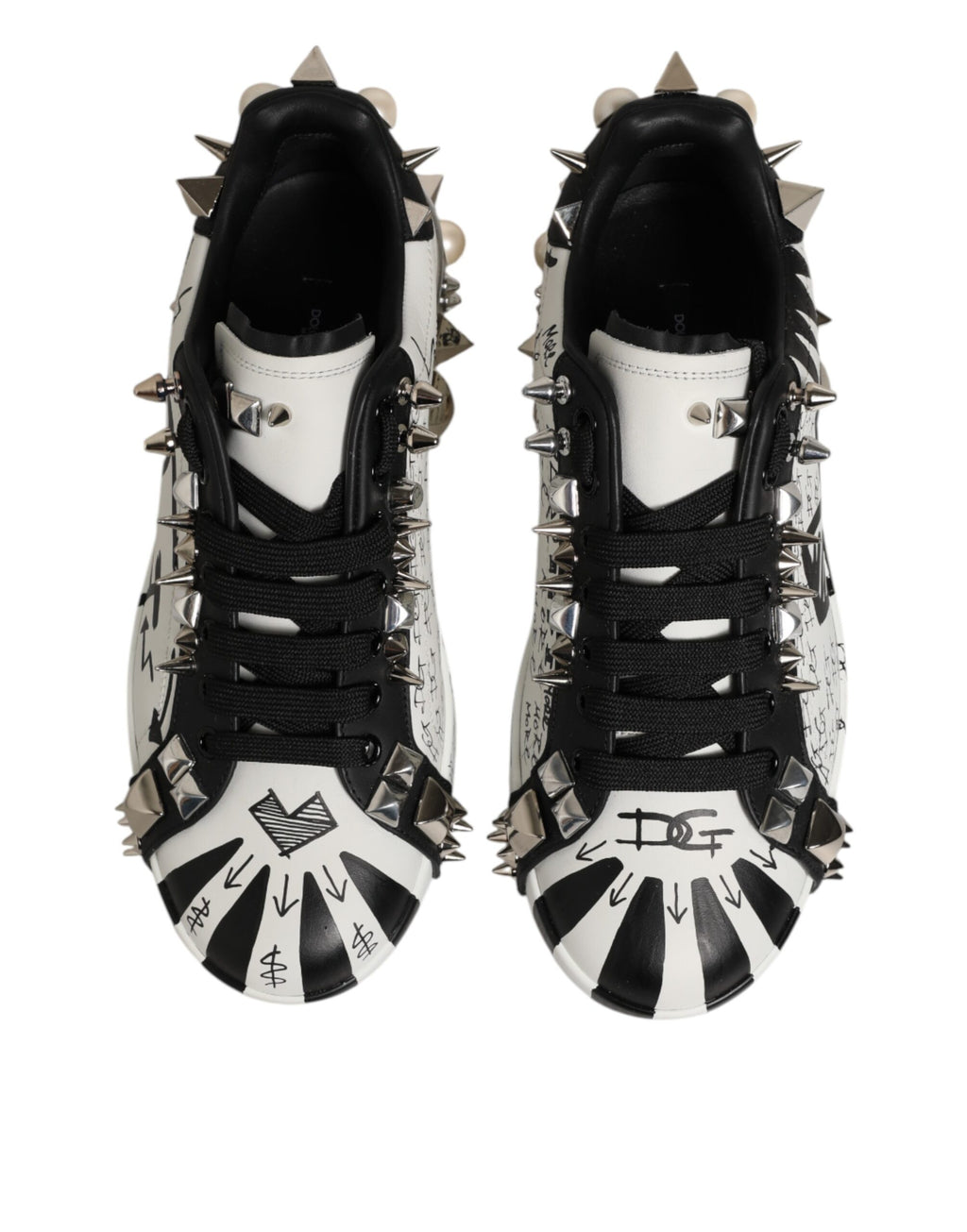 Black White Studded Low Top Sneakers Shoes