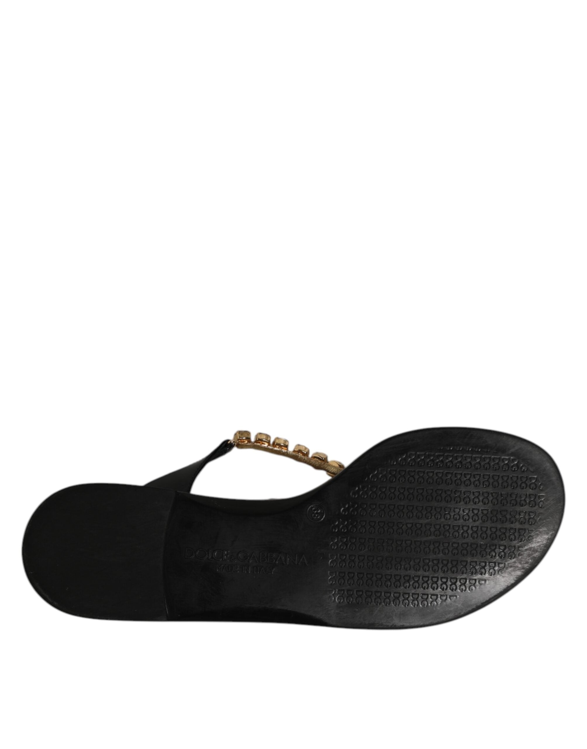 Black Crystals Flats Sandals Beachwear Shoes