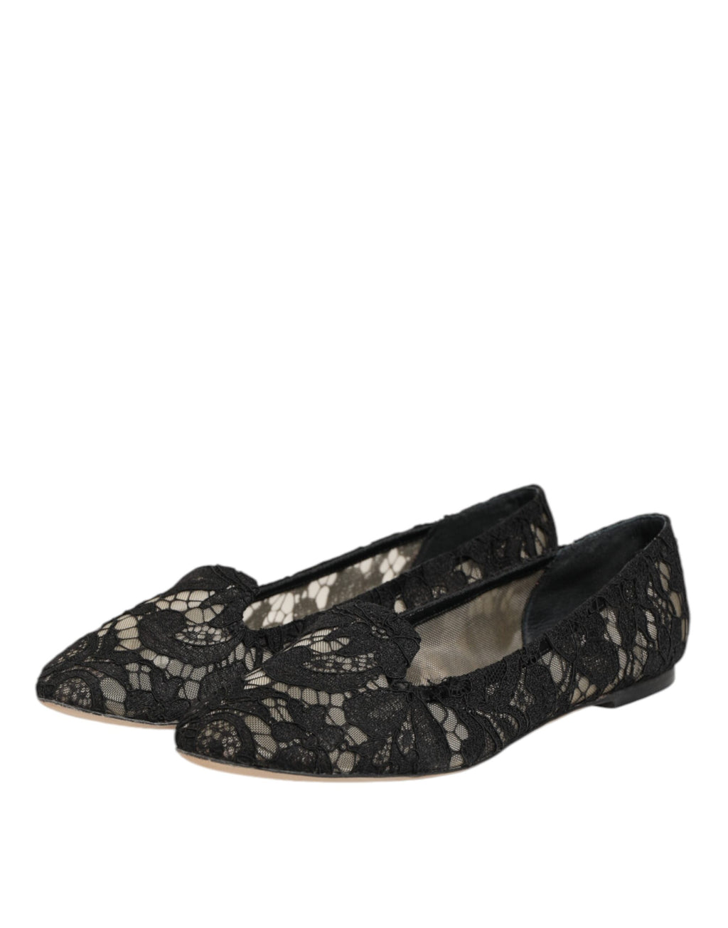 Black Taormina Lace Slip On Flats Shoes