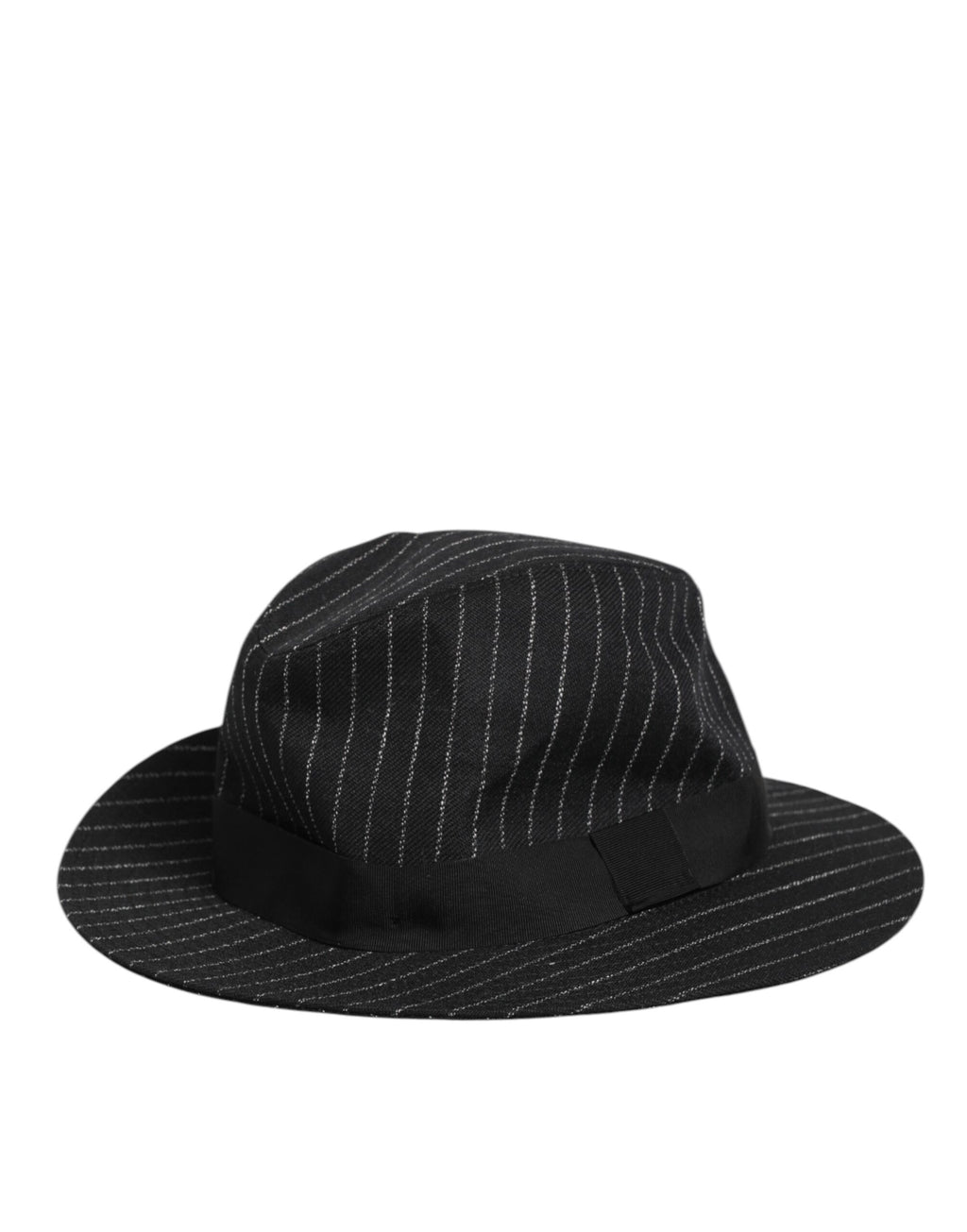 Black Striped Virgin Wool Men Fedora Capello Hat