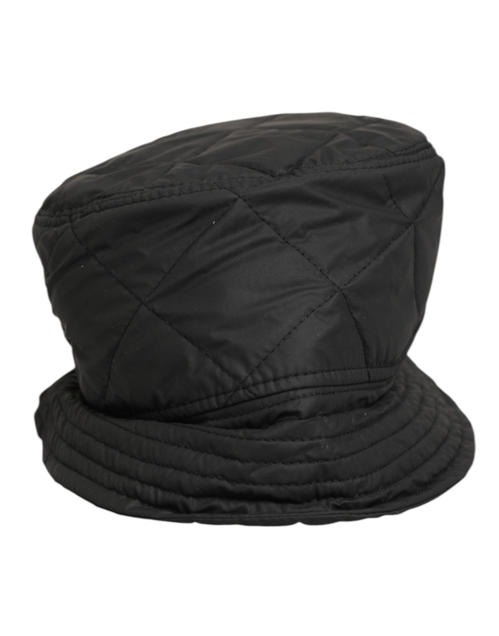 Black Nylon Quilted Bucket Men Capello Hat