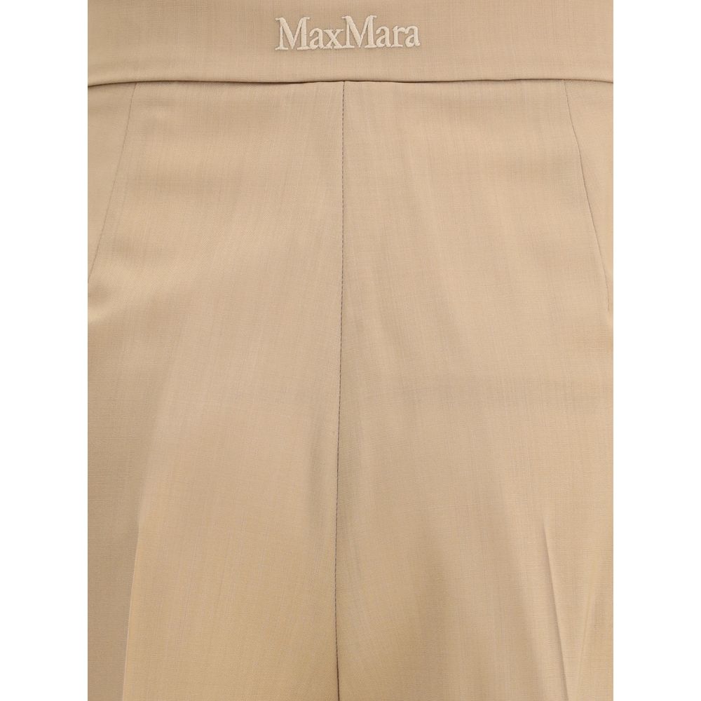 Max Mara Beige Fleece Wool Casual Pants