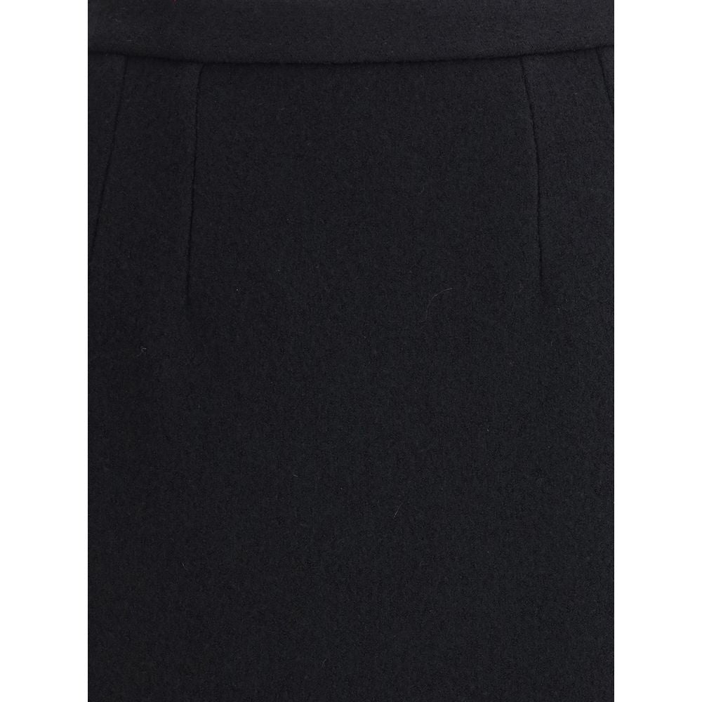 Dolce & Gabbana Black Fleece Wool Long Skirt