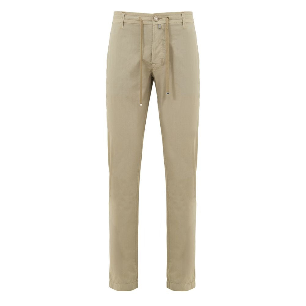 Beige Cotton Casual Pants