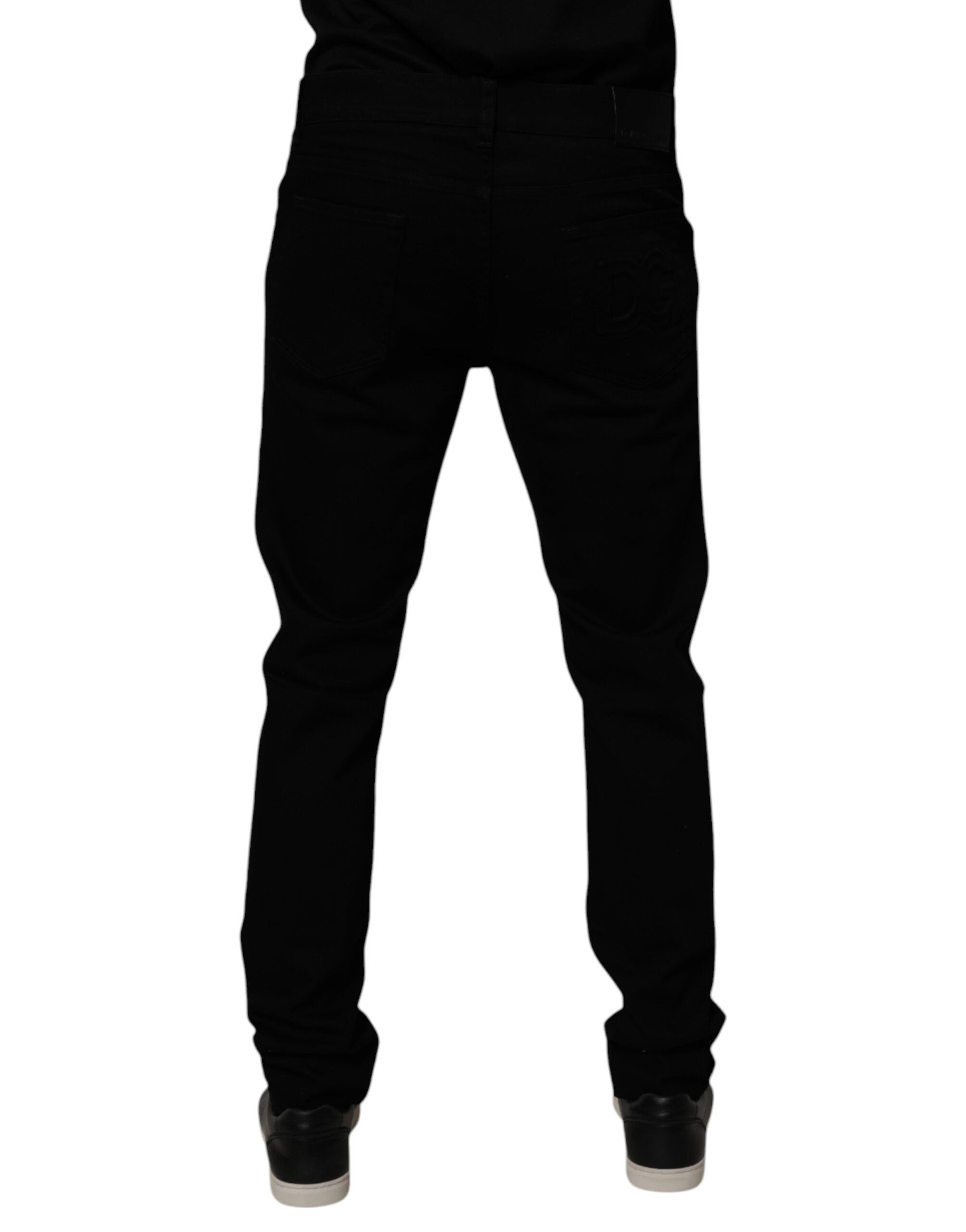 Black Cotton Stretch Skinny Men Denim Jeans