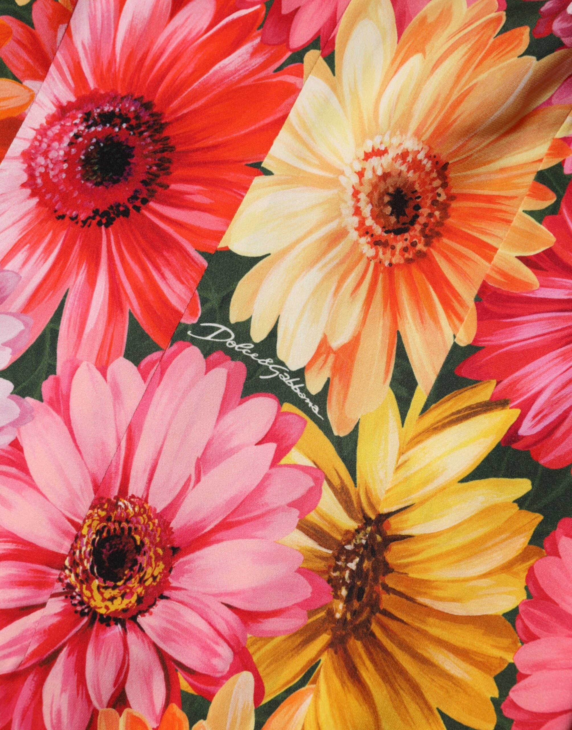 Multicolor Floral Print SilkSheath Midi Dress