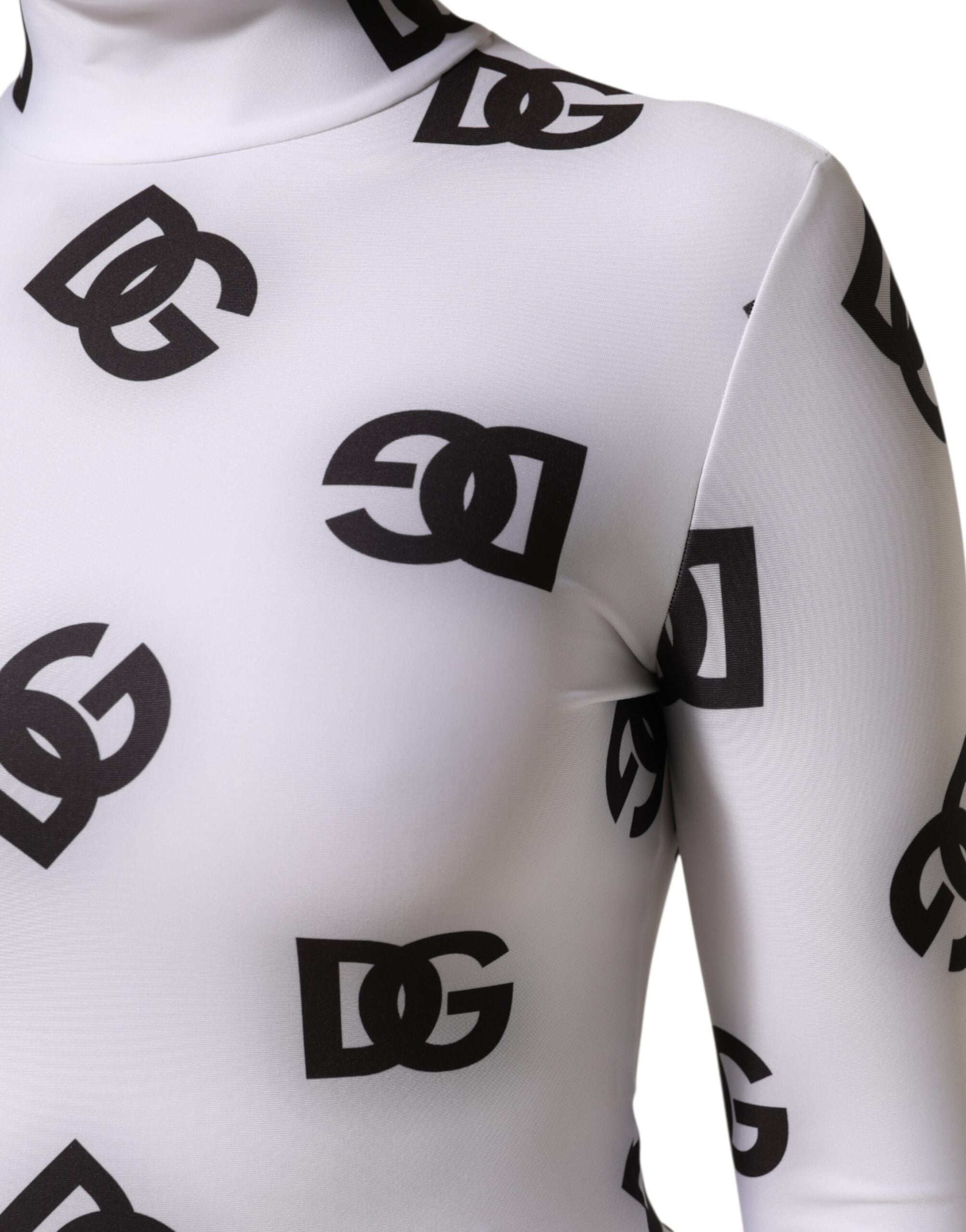 Black White Logo Monogram Long Sleeves Jumpsuit Dress