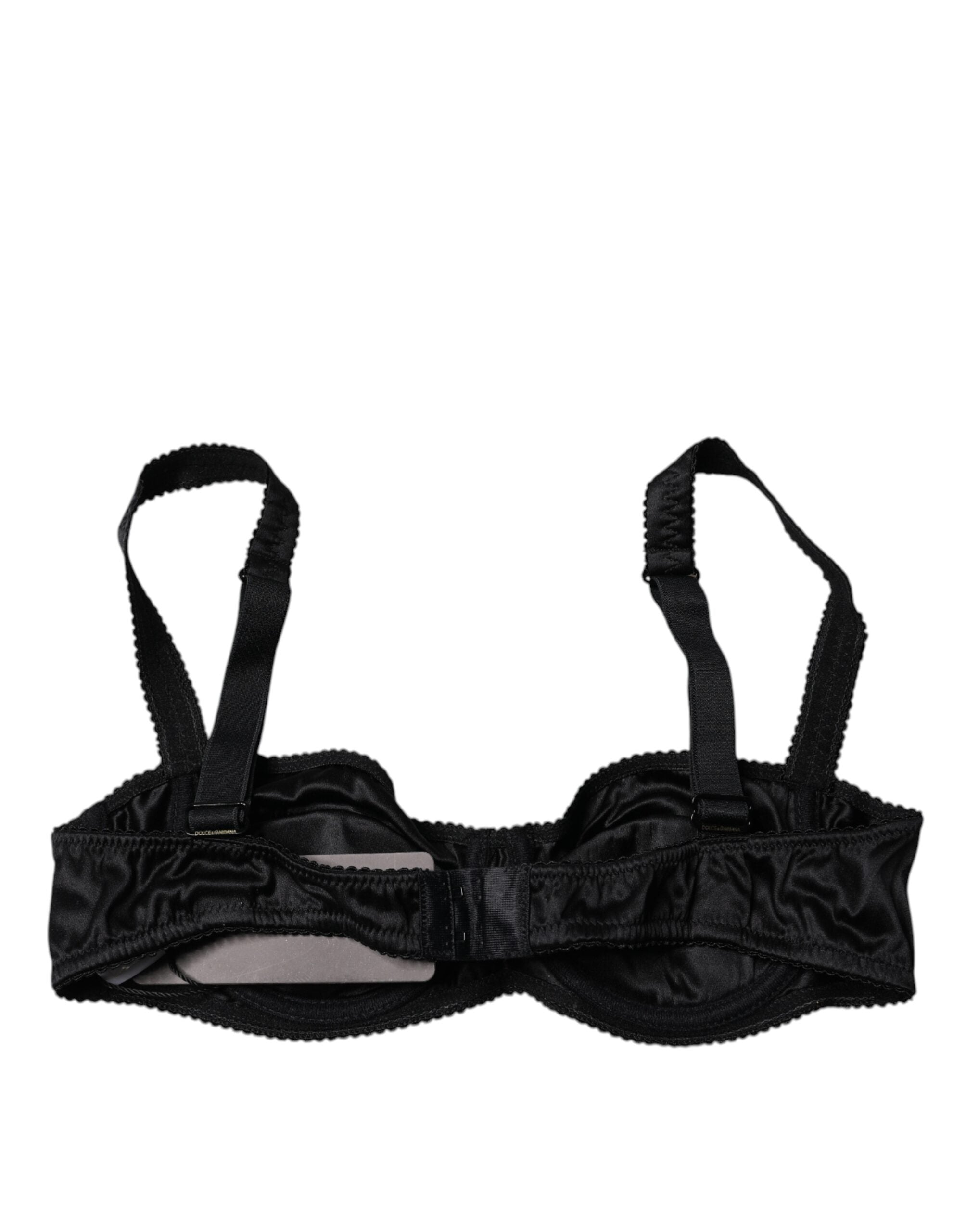 Black Silk Semi-Pad Balconette Bra Underwear