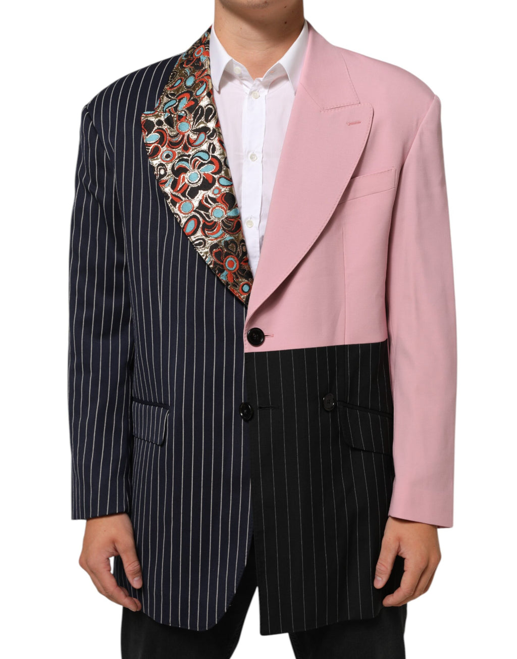 Multicolor Patchwork Single Breasted Jacket Blazer