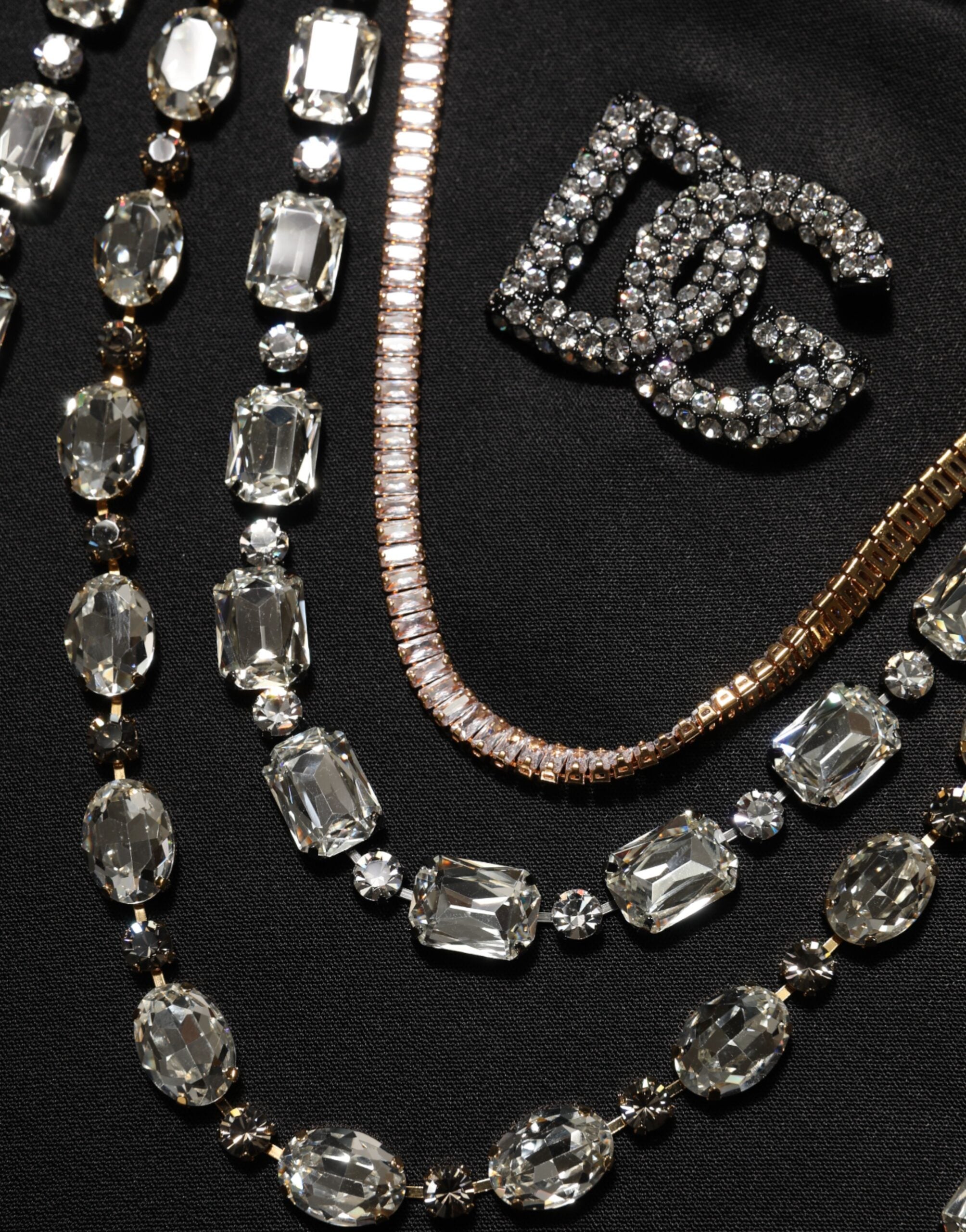 Black Necklace Crystal DG Logo Sweatshirt Sweater