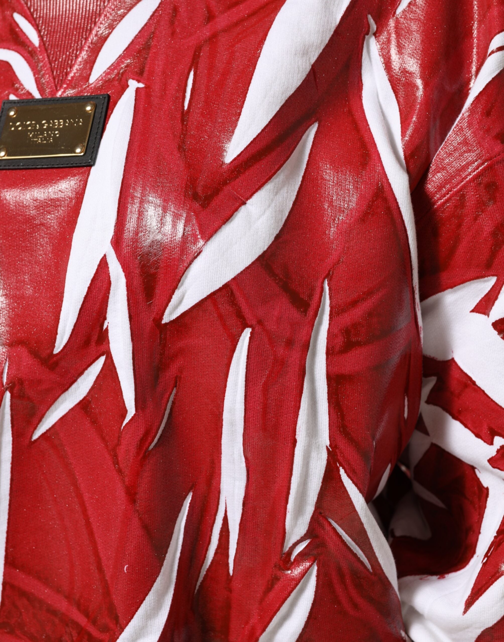 Red White Cotton Printed Pullover Sweater