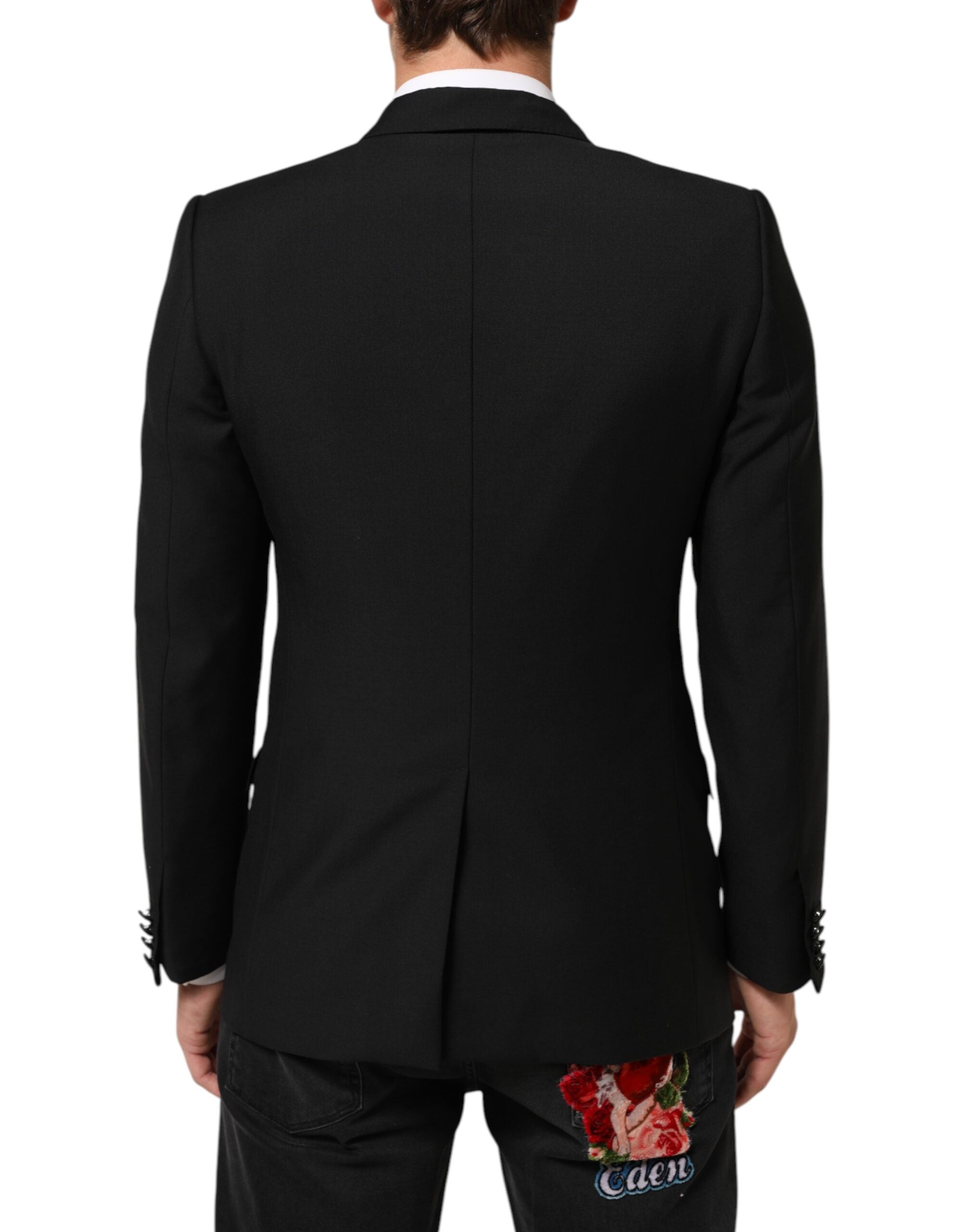 Black Wool MARTINI 2 Button Men Suit Blazer