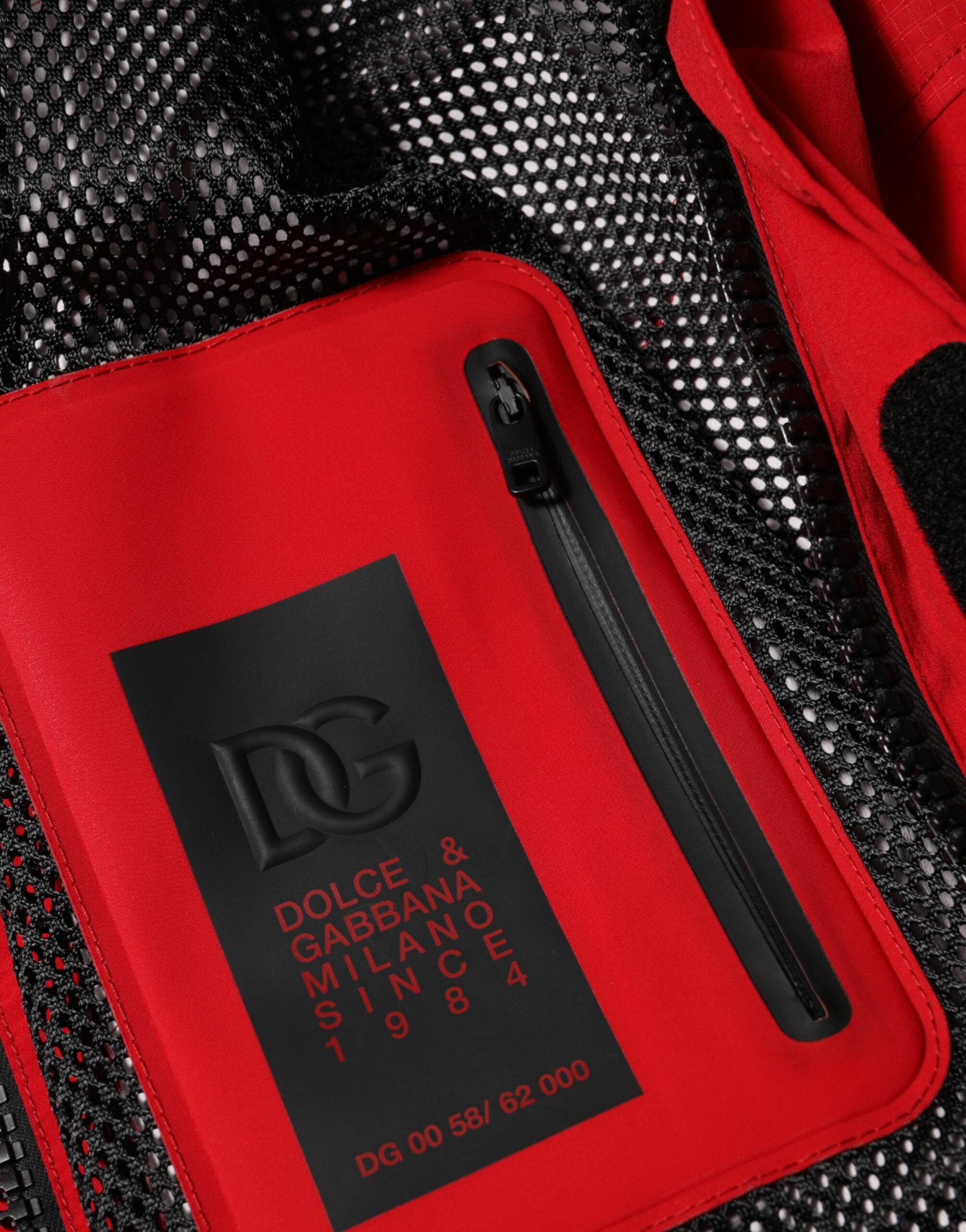 Red Nylon Hooded Men Full Zip Parka Jacket