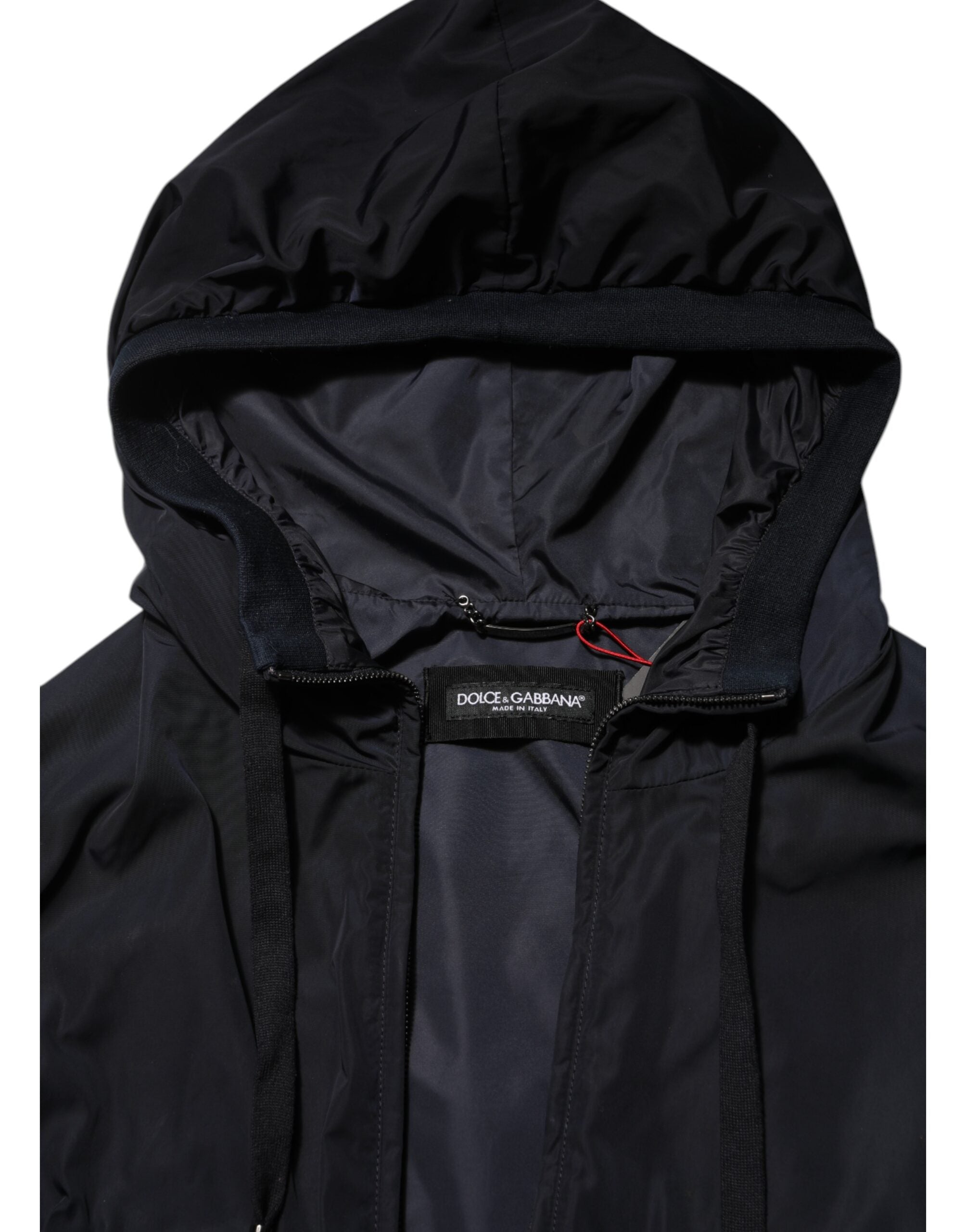 Blue Logo Tape Hooded Full Zip Bomber Jacket