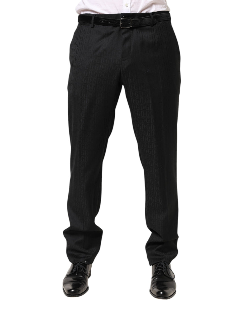Black Wool Mid Waist Dress Men Trouser Pants