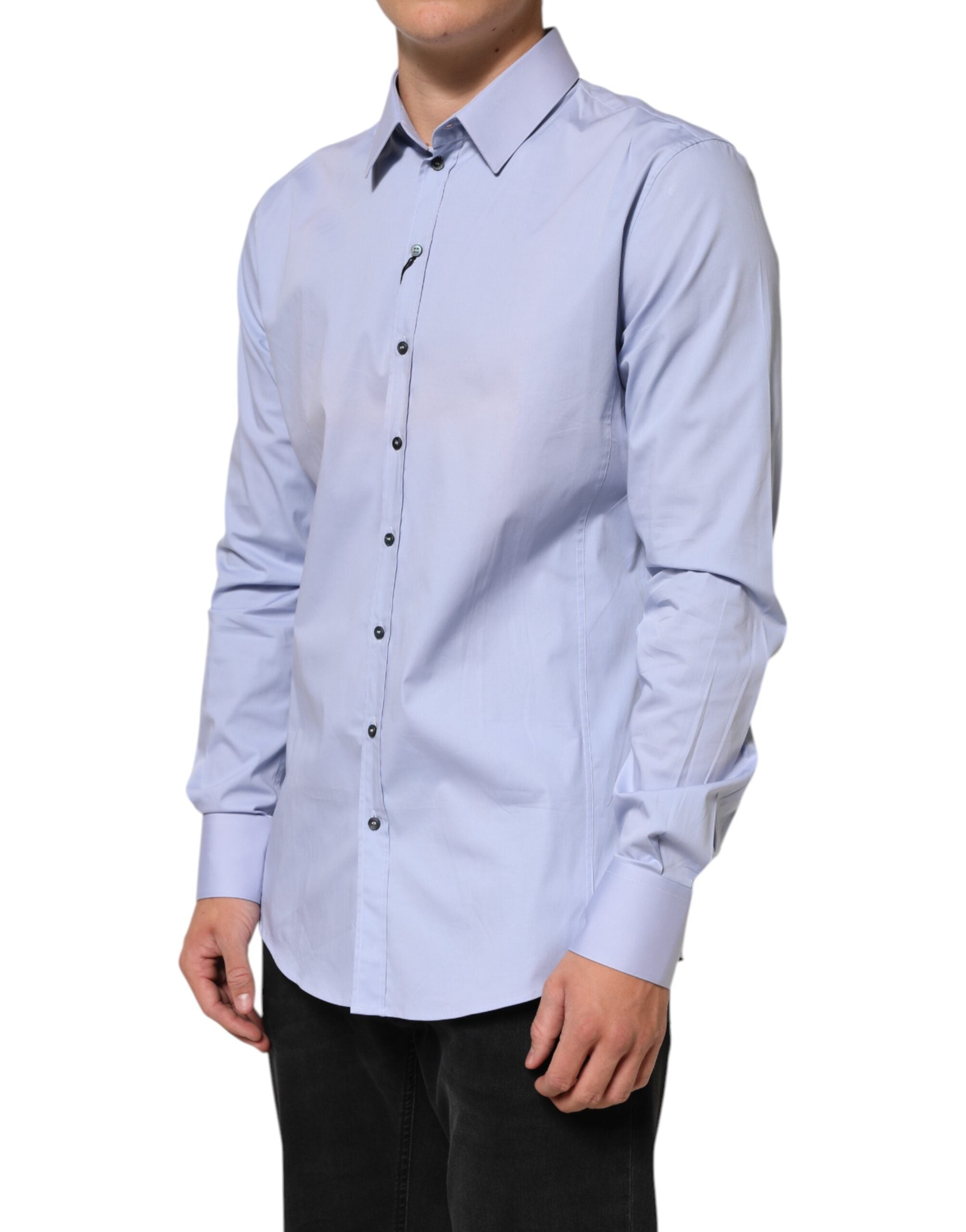 Blue SICILIA Cotton Men Dress Formal Shirt