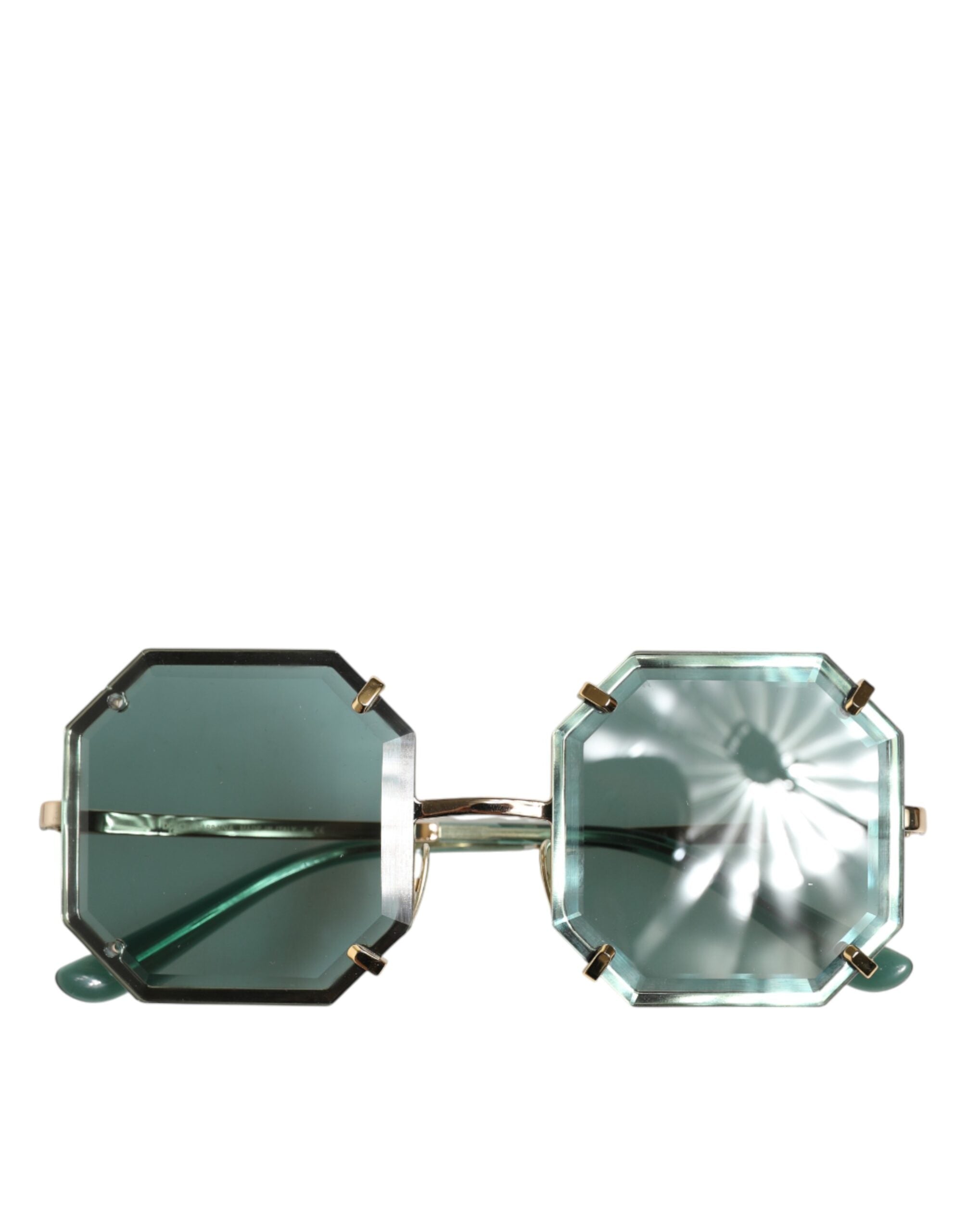 DG2216 Gold Square Frame Green Lens Shades Sunglasses