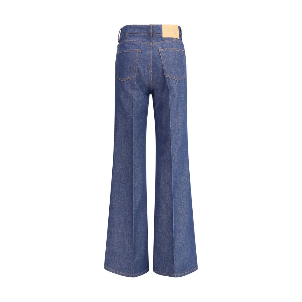 Ami Paris Blue Cotton Flared Jeans