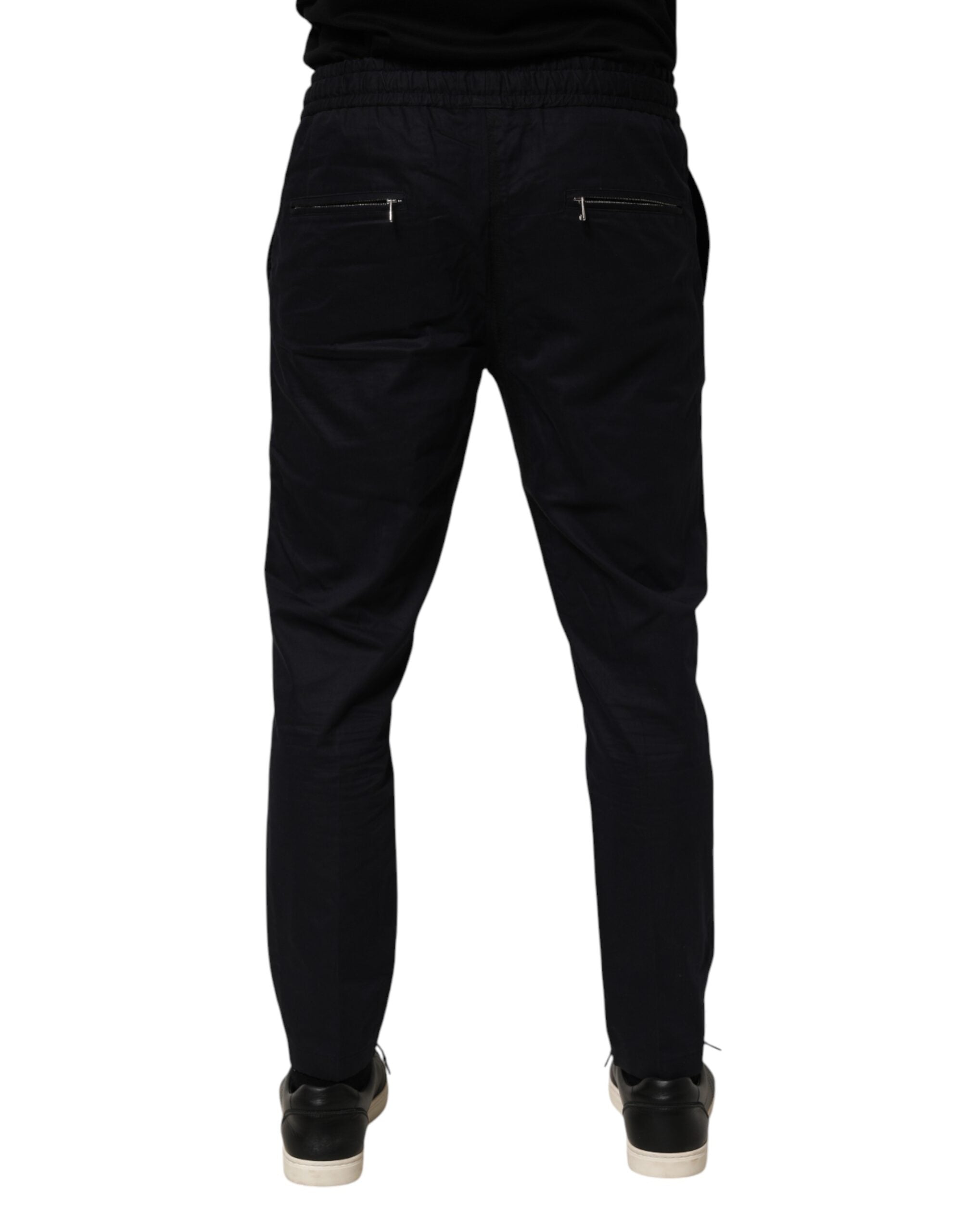 Black Mid Waist Drawstring Men Jogger Pants