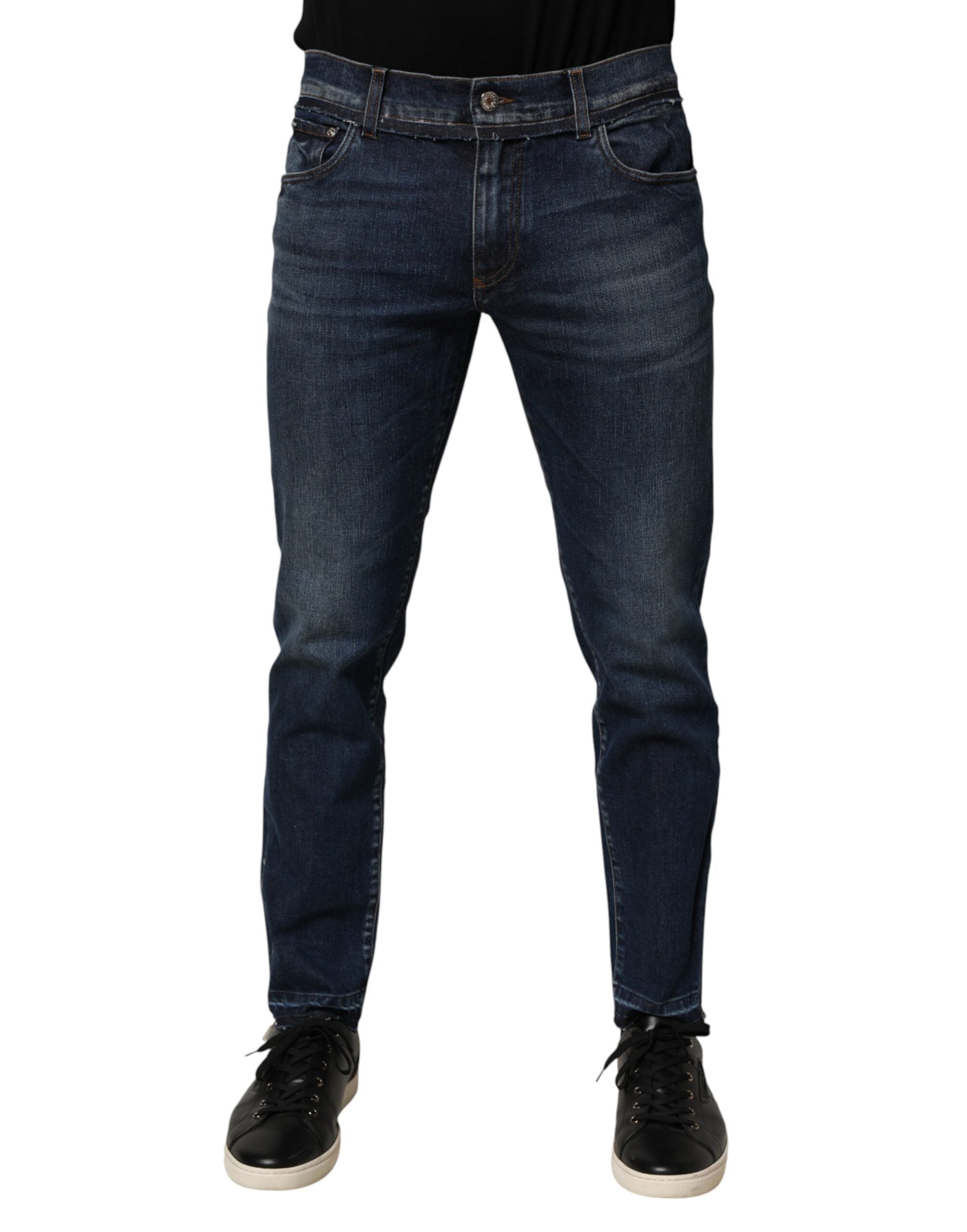 Blue Cotton Stretch Skinny Men Denim Jeans