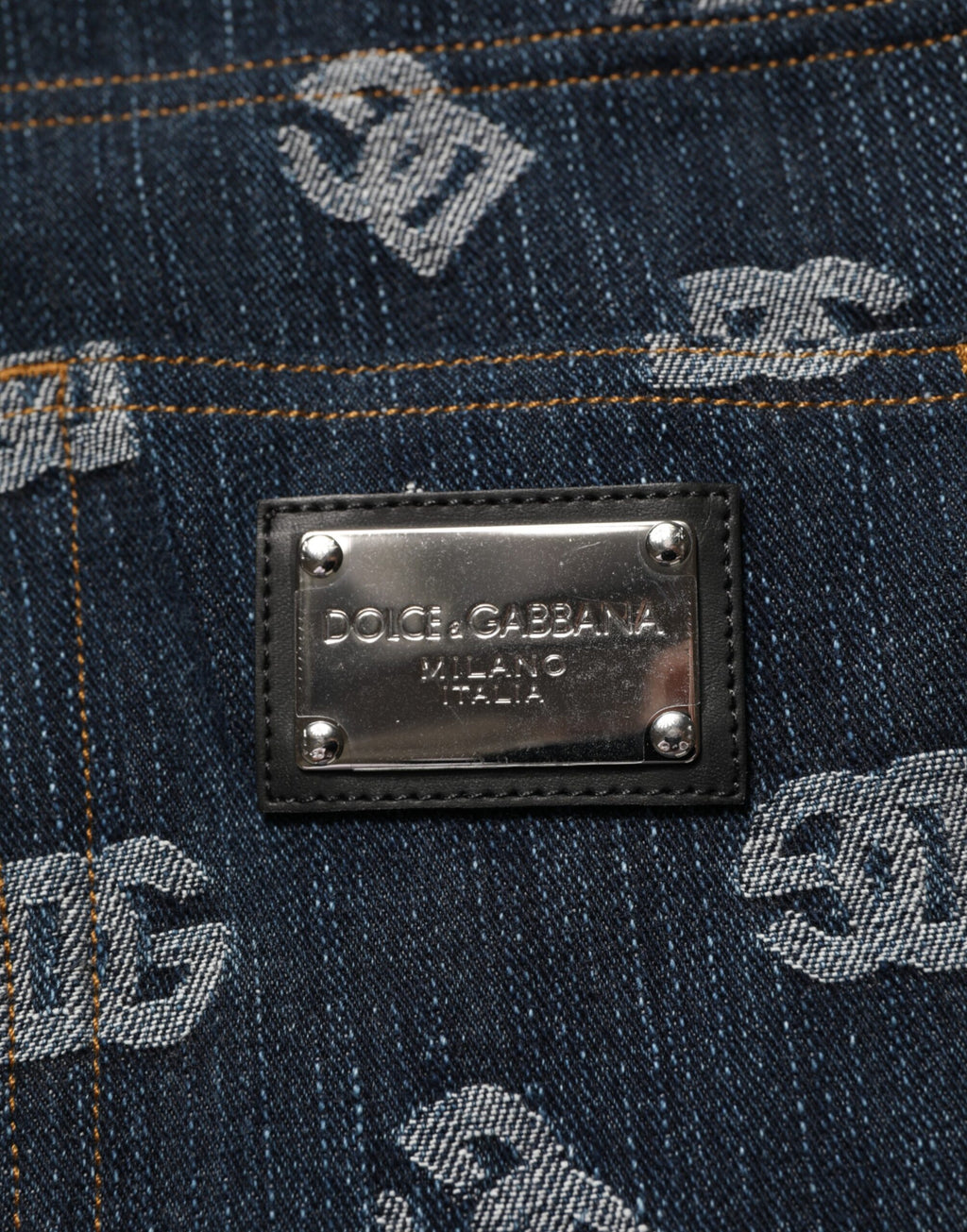 Blue Logo Print Straight Denim Men Jeans