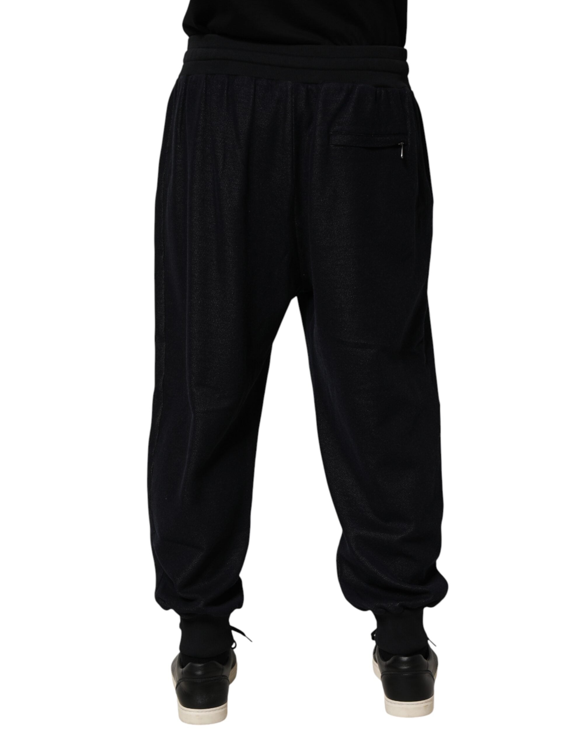 Black Cotton Blend Drawstring Jogger Jogger Pants