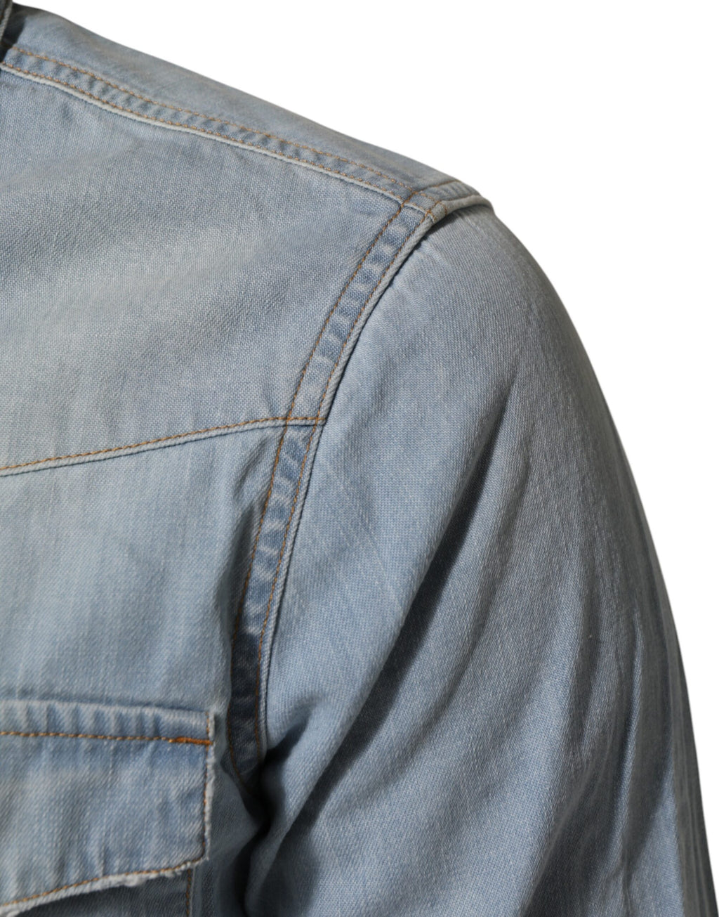 Blue Denim Collared Long Sleeve Men Shirt