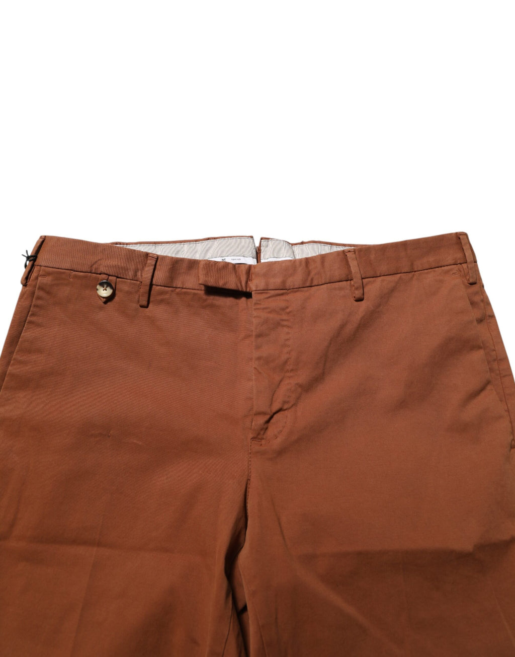 Brown Men Skinny Chino Mid Waist Trouser Pants