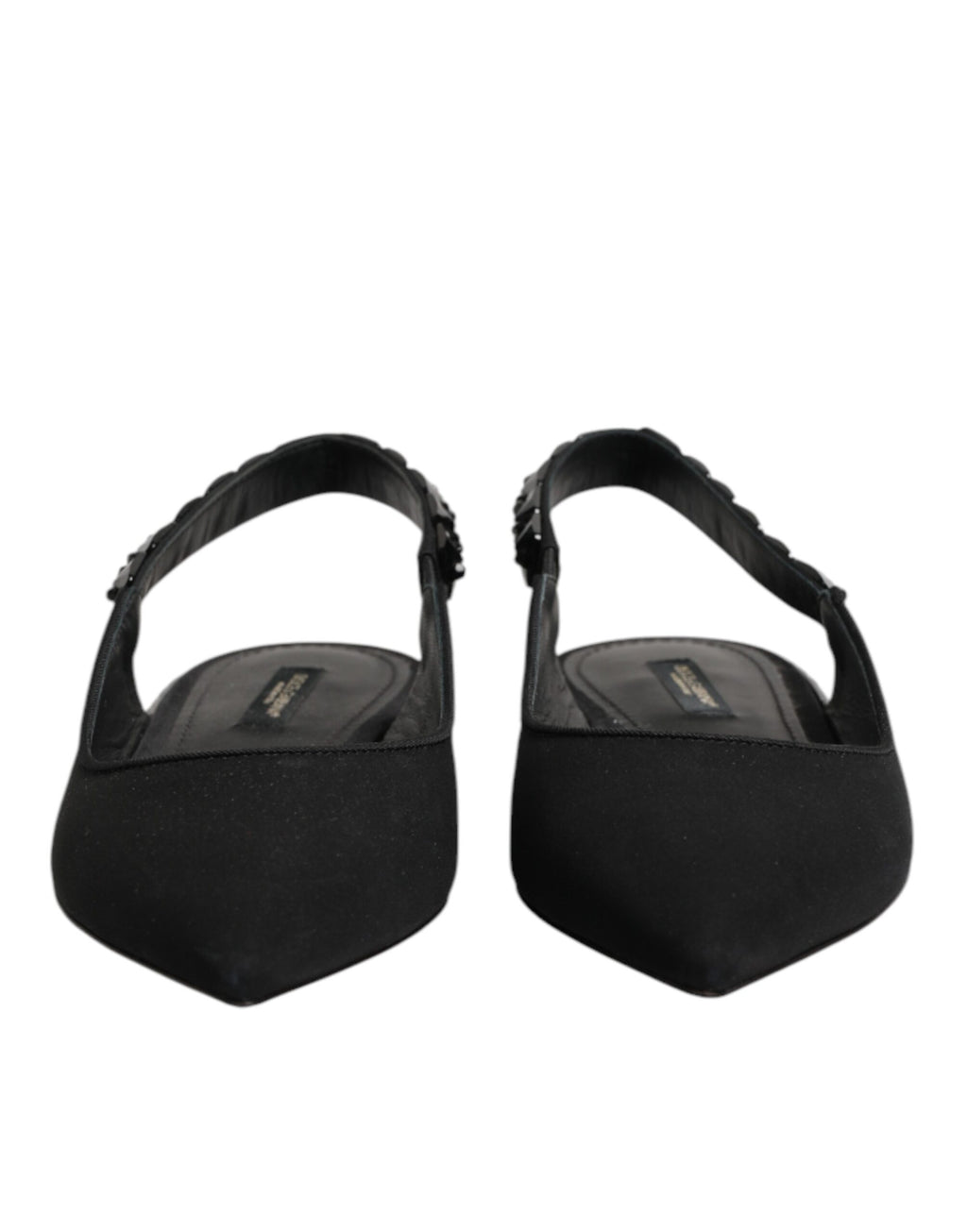 Black Crystal Charmeuse Slingback Shoes