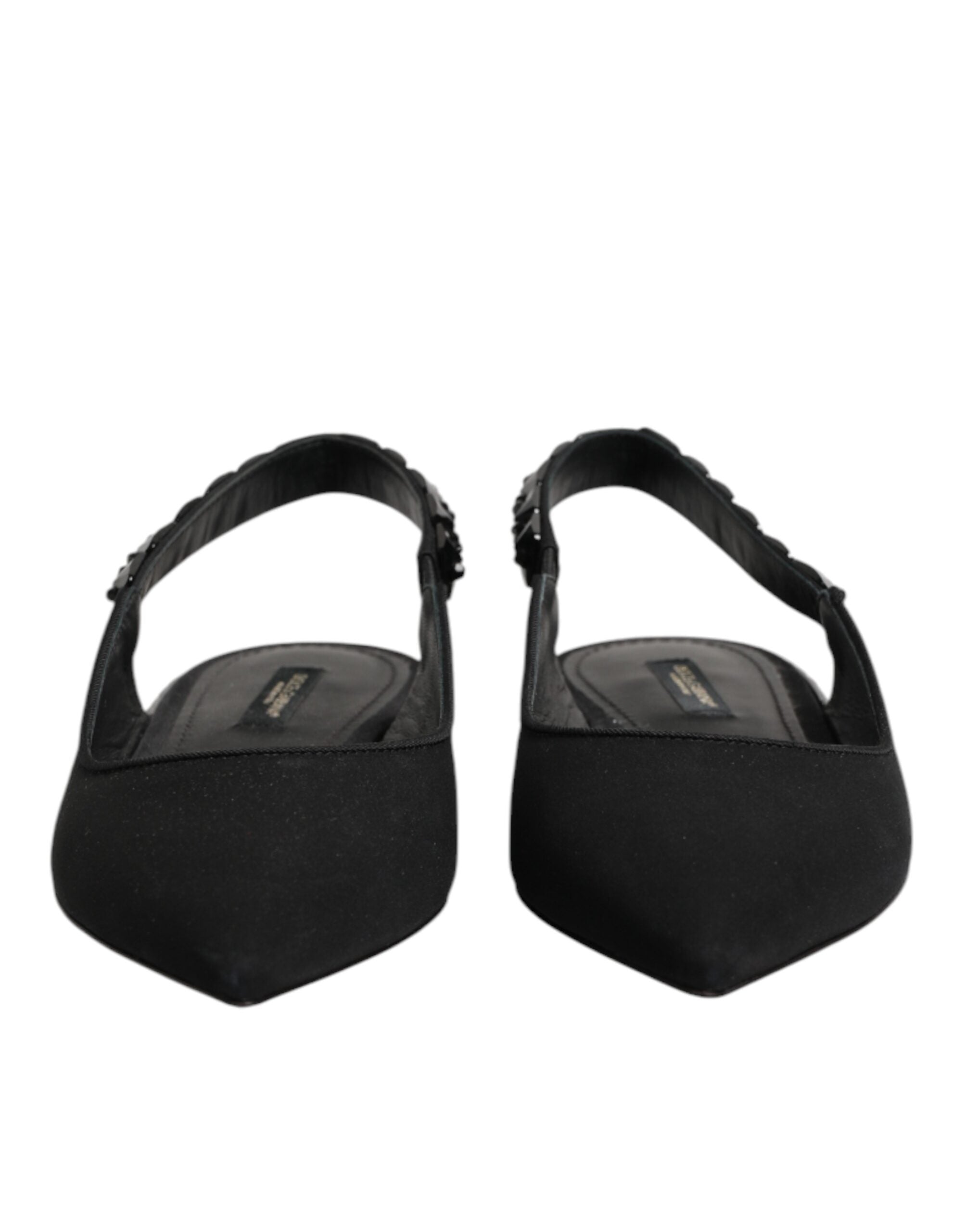 Black Crystal Charmeuse Slingback Shoes