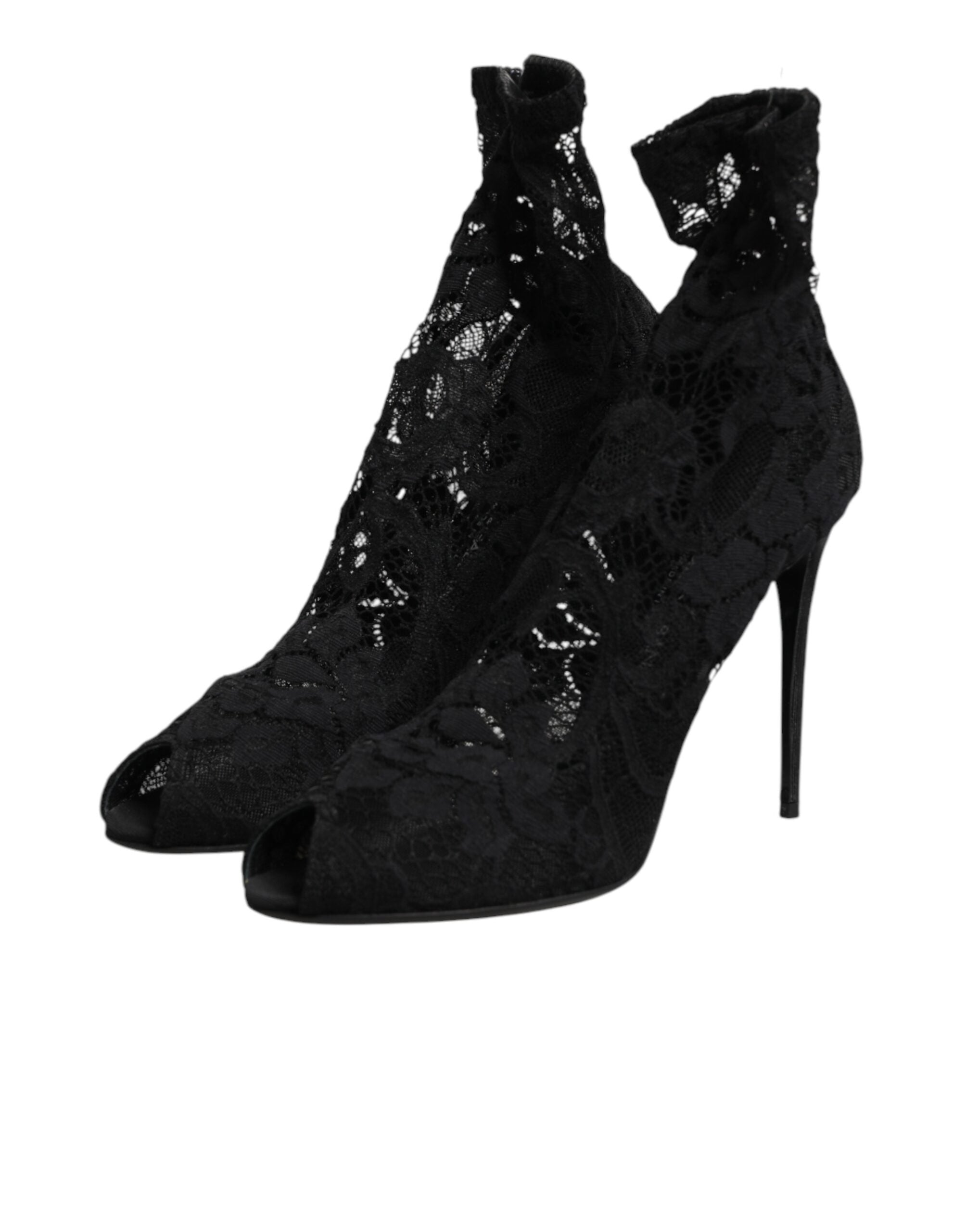 Black Stretch Taormina Lace Boots Shoes