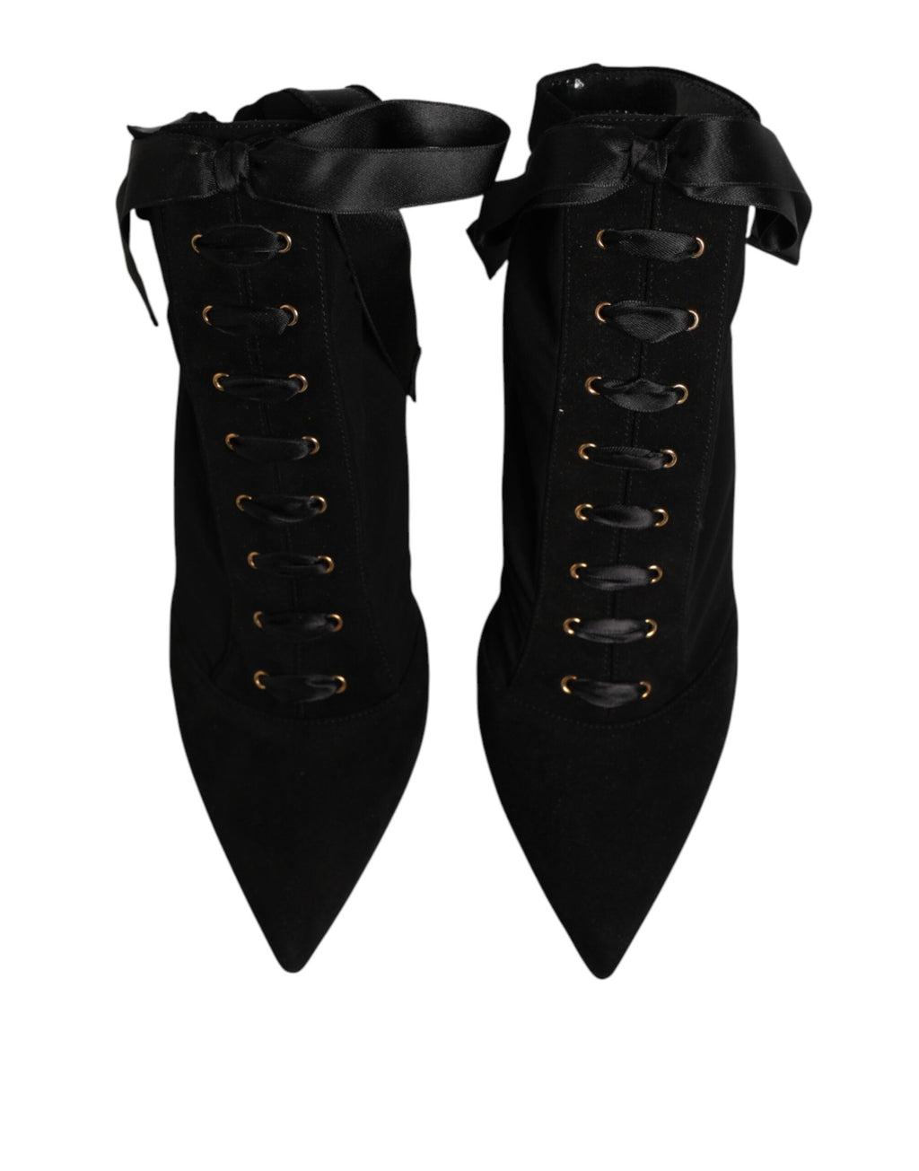 Black Stiletto Heels Lace Up Boots Shoes