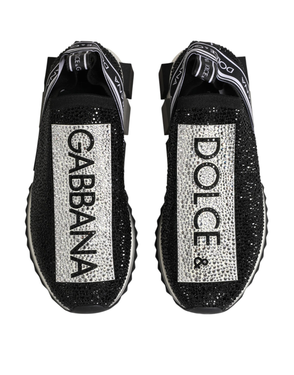 Dolce & Gabbana Black Silver Slip On Sorrento Sneakers Shoes